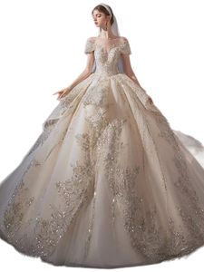 2023 Luxury a line Wedding Dresses for bride Dubai Arabic Plus Size Chapel Train Sweetheart ball gown vestido de novia Appliqued Bridal Wedding Gowns Custom Made