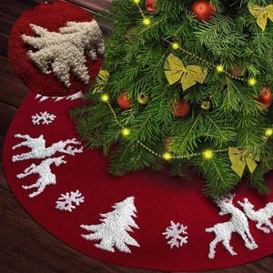 Christmas Decorations Knitting Tree Skirt Carpet Faux Fur Snowy Red Plush Mat Blanket Merry Party