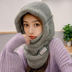 Beanies Beanie/Skull Caps Female Fleece Hat Women Outdoor Cycling Cold Cap Solid Color Winter Korean Style Hats Tide Plus Velvet Warm