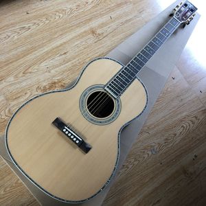 Fabryczna dostosowana gitara, solidny świerkowy top, hebanowa podstrunnica, boki z drzewa różanego i tylne, prawdziwą oprawę skorupy abalone i inLay, 39-calowe gitarę akustyczną ooo
