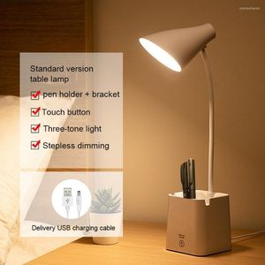 Bordslampor LED -skrivbordslampa Touch Stepless Dimble Reading Light Eye Protection Study USB RECHARGEABLE Bedroom Office Lighting