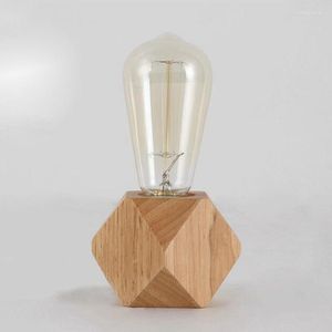 Tischlampen ABHG Moderne Lampe E27 Holzschreibtisch Diamant-Bett für Heim-/Schlafzimmer/Wohnzimmerdekoration EU-Plug-Basis