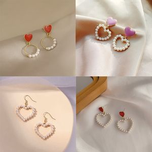 Pearl Earrings for Women Hollow Heart Pendants Personality Hanging earrings boucle oreille femme