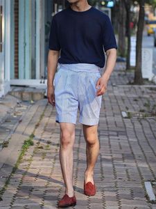 Shorts masculino feito em casa Gurkha Casual Cinco minutos para seleção de tecido puro algodão Seersucker Slim Summer Street Snap 5XL Men's H