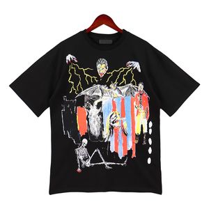 ファッションメンズTシャツTシャツメンズコットンTシャツラウンドネックダブルスレッドスプリングサマーレターハイストリートルーズトレンドショートスリーブ男性服アメリカンサイズ