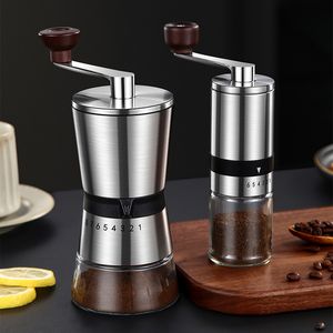 Manual Coffee Grinders Portable Grinder Hand Mill with Ceramic Burrs 6 8 Adjustable Settings Crank 230211