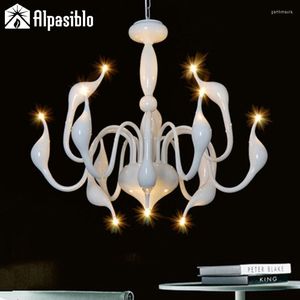 Candeliers que vendem 9 luzes Swan Lâmpada moderna vermelha/branca/preta/prata/luz de ferro dourado 110v-240v