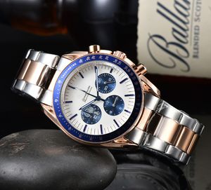 Nuovi orologi da polso Omeg in acciaio inossidabile da uomo, tutti i quadranti, orologi al quarzo, orologio di marca, orologio da uomo di alta qualità