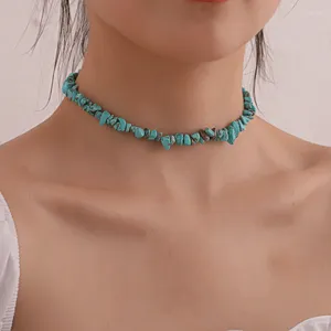 Choker Vintage türkis Halskette für Frauen Boho transparente weiße Kristallperlen Kette Hochzeit Brautschmuck