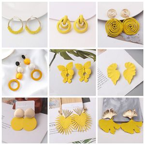 Yellow Color Hanging Earrings for Women Flower Dangle Fashion Women's Earring Party Gift pendientes mujer