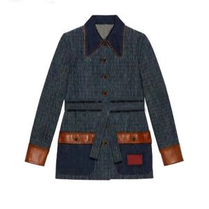 Женские дизайнерские куртки Джинсовые женские пальто Double G Осень Весна Стиль Slim For Lady Jacket Дизайнерские пальто топы B131