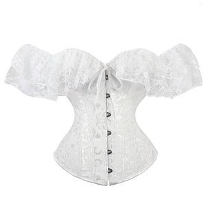 Tanques femininos 2023 Mulheres Bustier Corset Lingerie Tops Brocade Victorian Fashion Overbust Sexy Lace Plus Tamanho Erótico Floral