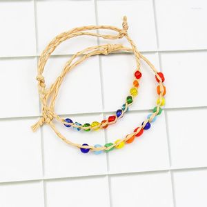 Braccialetti con perline colorate Braccialetti fatti a mano con corda intrecciata Cavigliera per le donne Accessori per gioielli da festa nuziale in spiaggia