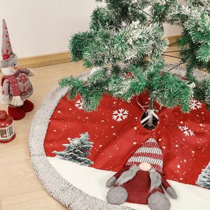 Decorazioni natalizie Gonna rotonda per albero Cartone animato nano Fiocco di neve Modello Base creativa Tappetino Ornamenti Puntelli decorativi per feste Navidad
