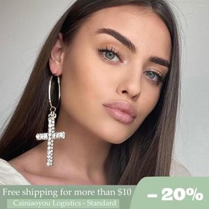 Dangle Earrings Temperament Modern Female Cross-shaped Water Drop Diamond Jewelry Wedding Party Accessories