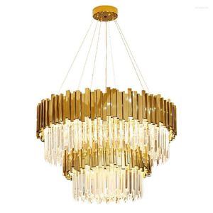 Pendant Lamps LukLoy Ceiling Crystal Effect Light Metal Lamp For Living Room Staircase Lobby Shop Restaurant