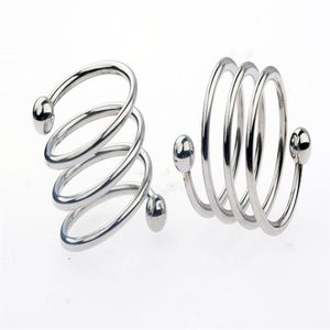 5 Size Screw Type Male Stainless Steel Penis Delayed Gonobolia Ring With Two Beads Metal Cock Ring Glans Jewelry Adult Sex Toy304F