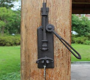 2 Pieces Cast Iron Wine Opener Brown Wall Mount Corkscrew Home Bar Pub Cabin Lodge House Restaurant Decor Metal Crafts Vintage Ope8201089