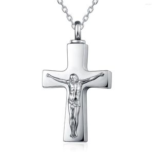 Pendant Necklaces UNY Stainless Steel Memorial Pets Ashes Keepsake Unique Personalized Customized Jesus On Cross Urn Cremation