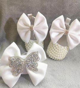 First Walkers Baby Shoes Pure White Christening Cute Pearls Custom Made DIY Inspired Wedding Born Footwear Princess Little Girl4012464