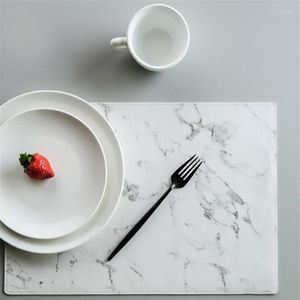 Table Mats Luxury PU Leather Placemat Black White Marble Pattern Mat Heat Insulation Waterproof Placemats Bowl 45x32CM