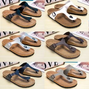 Boston Mens Womens Flip Flops Scuffs tofflor Boston Cork Par tofflor L￤derst￤vlingar Cork Flat Fashion Leather Slide Outdoor Beach Sandals 34-46