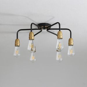 Taklampor American Simple Modern Light Living Room Dining E27 Lamp Retro Iron Bedroom Study Chandelier Creative Lamps