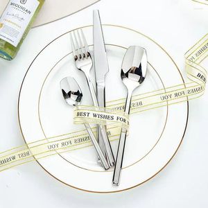 Dinnerware Sets 24Pcs Silver Cutlery Set Dinner Knife Fork Tableware Service For 6 Flatware Drop