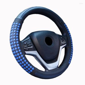 Steering Wheel Covers Weave Patterned Massage Car Cover Square Diamond Pattern Splice Light Leather Universal Fits Most Styling