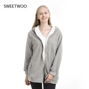 Gymkläder kvinnor skateboard hoodies höst vinter dam multicolor långärmad zip-up varm hoodie robe femme päls