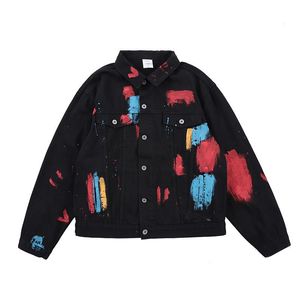 Men's Jackets 2023 Fashion Denim Jacket Colorful Graffiti Hole Classic White Black Cowboy Coat Outdoor Male Jeans Cool Guys