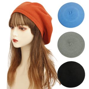 BeanieSkull Caps Geebro Frauen 15 Farben Weiche lässige Gestrickte Baskenmütze Weibliche Mode Vintage Solide Stricken Berets Streetwear Maler Hut 230211