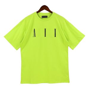 2023 Nova Camiseta Feminina Legal Casual com Estampa Verde Solta Decote Redondo Casal Manga Curta Camiseta Moda Masculina