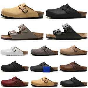 Boston Clog Mężczyzn Men Designer Sandały Kapcia Slidera skórzana torba głowa Pull Cork Flats Mules Woody Mokora dla mężczyzn Sandały Sandały Brązowe czarne suwaki