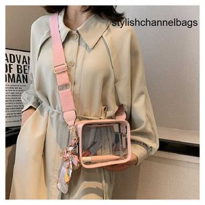 Çapraz vücut kadın moda şeffaf crossbody mini kare çanta bayanlar dekoratif küçük net pvc telefon stadyum onaylı askı çantası 0212/23