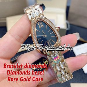 G5F bv103275 103450 Swiss Quartz Movement Womens Watch 33MM Diamonds Bezel Black Dial Diamond Rose Gold Steel Bracelet Super Version eternity Fashion Lady Watches