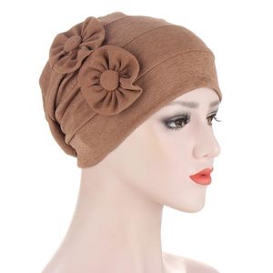 Berretti Beanie/Skull Caps Berretti per donna Fashion Button Flower Bamboo Sciarpa plissettata Cappello Multicolore Two Head TurbansBeanie/Skull