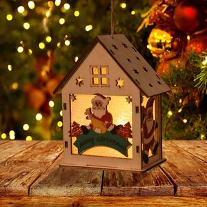 Decorações de Natal Led Wood Wood House Cutrifing Tree pendurada Ornamentos Decoração 2023 Decoração de férias para casa