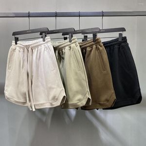 Men's Shorts 2023Spring Summer Loose Pockets High Quality Man Solid Color Drawstring Elastic Waist Open Folk Cuff Casual Trousers