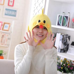 Berets Lustige Küken Cartoon Hut Frauen Männer Schwanz Kopfschmuck Nette Huhn Plüsch Kopfbedeckung Cosplay Party Headcover Po Requisiten Kappe Beanies