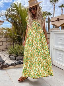 Vestidos de festa vestido boêmio Mulheres Mulheres de manga curta estamada floral maxi colar quadrado colar de colarinho casual praia longa vestidos vestidos