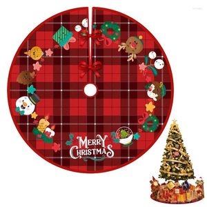 Juldekorationer Röd trädkjol 35 tum polyestermatta med snögubbe Santa Wreath Easy Cleaning Winter Ground Decor för