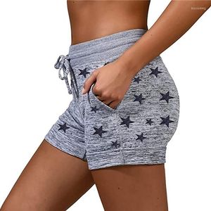 Damen-Shorts, 2023, europäischer und amerikanischer Sommer, Damen-Pentagramm-Druck, Schnürübung, Yoga, Stretch-Tight