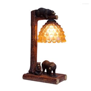 Table Lamps Resin Bear Lamp American Country Living Room Bedroom Dining Study Cafe Bar Counter Villa Creative Desk Lighting