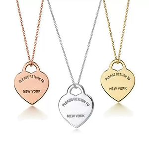 Tiffanylris iffaniness Classic Fashion High Grade Stainless Steel Heart Pendant Necklace s925 Silver Love Heart Women DIY Pendant Jewellery Gift with Box