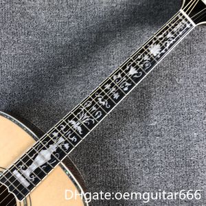 Fabriksanpassad gitarr, solid gran topp, ebenholts fingerplatta, 42-tums högkvalitativ G-200-serie Jumbo akustisk gitarr