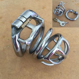 New design 55mm length Stainless Steel Super Small Male Chastity Device 2 1 Short Curve Cock Cage For BDSM275S
