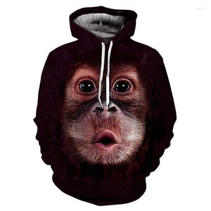 Herrhuven Monkey 3D Tryckt för män Hip Hop Animal Pattern Pullover Autumn Elephant Tracksuits Fashion Sweatshirt Male Clothing