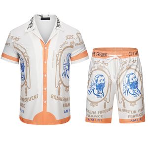 2023 Модные мужские спортивные костюмы Гавайи пляжные набор дизайнерских рубашек печать.
