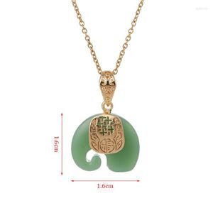 Pendant Necklaces 1PC Vintage White Hetian Jade Elephant 18K Gold Plated Chain Necklace Stainless Steel Sapphire Choker Jewelry For Women